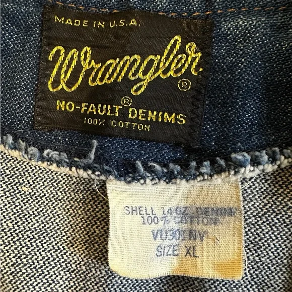 VTG Wrangler Denim Vest No Fault 70s 80s Made In USA Cowboy Western Sz XL - Picture 9 of 12